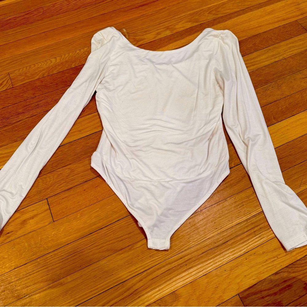 Comfy high neck white bodysuit